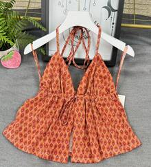 Top de mujer  Fiesta    Bajo con volante  y con brillo  diario para    verano talla unica para una s m - Naranja - Ver 2