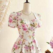 Vintage Elegant Women's Dress Jacquard Sweetheart Neck Casual Holiday Party Dress Summer Dresses For Women Summer Outfits Festival Outfits For Women Festival Dresses Mothers Day Outfit Elegant Dresses For Women Elegant Dresses For Party Elegant Party Dresses For Women Wedding Guest Dress For Women Graduation Dress Women Prom Dress Vacation Outfits Women Holiday Dresses Country Concert Outfit Country Dress For Women Blue Dress Retro Dress Vintage Dress Tea Party Dress For Elegant Women - Albaricoque - Ver 8