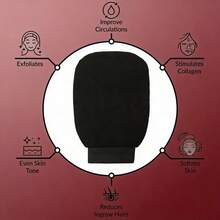 1 pieza Guantes de baño exfoliantes suaves - Guantes exfoliantes Hammam de doble cara para Body y rostro - Cepillo de baño de limpieza profunda, elimina el bronceado y masajea - negro - Ver 7