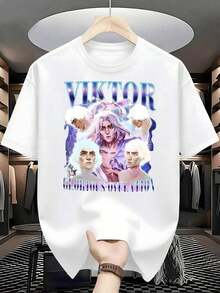Character Figure With Long White Hair Surrounded By Purple And Blue Sparkles Conveying A Sense Of Power And Magical Energy. T-Shirts With Thick 220g 100% Cotton Fabric For Casual And Comfortable Wear. - 白色的 - 查看 8