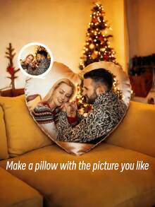 1pc Customized Heart-Shaped Throw Pillow, You Can Make Your Favorite Photo (Family Photo/Selfie/Pet Photo/Friend Group Photo/Party Photo) Into A Personalized Pillow, Suitable For Home Decor, Holiday Decor, Valentine's Day Gift, Wedding, Birthday Gift, Women's Gift, Anniversary Gift - Cat - View 3