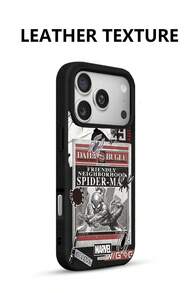 Marvel Spider-Man phone case for iPhone17promax,17pro, 16plus, 16, 15, 14plus, 13, 12promax, Personalized, simple, fashionable leather texture. - 黑色 - 查看 2