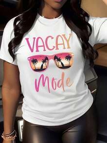 Women's T-Shirts With Sunglasses And Palm Tree Design, Breathable, For Summer Beach Holidays - 風格 - 查看 6