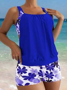 Swim Lushoire Set de 2 piezas - Tankini con tirantes finos para vacaciones en la playa - Multicolor 6 - Ver 4