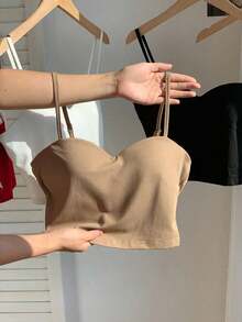 4 piezas Top corto con sujetador acolchado incorporado para mujer, ropa de verano - Multicolor - Ver 4