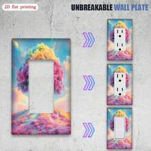 1pc Rainbow Tree Skyline Print Switch Panel Cover, 2D Flat Printing, PC Plastic Material, Suitable For Bedroom/Kitchen/Living Room Decor - Multicolor - View 6