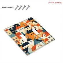 1pc[2D Flat Print]Painted Glass Style Magnolia Flower Print Switch Panel PC Material Scratch-Resistant Socket Cover Plate Living Room Bedroom Bathroom Wall Soft Decor Switch Protector - C - View 8