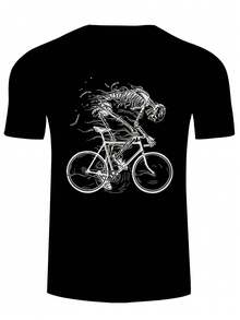 Skull Riding a Bicycle Vintage Pattern 3D Digital Print Men's T-Shirt, Casual  Hip-Hop Streetwear Apparel - Negro - Ver 3