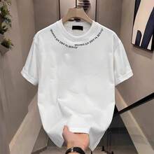 Camiseta de algodón puro de alta calidad, marca de moda, estilo americano, estampado moderno, cuello redondo de verano para hombre, corte holgado, manga corta casual y versátil. GUDS - 200 g de algodón puro - blanco - Ver 1