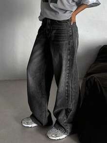 Pantalones vaqueros versátiles y casuales de mujer con bolsillos y estampado de leopardo, estilo Y2K - Gris - Ver 6