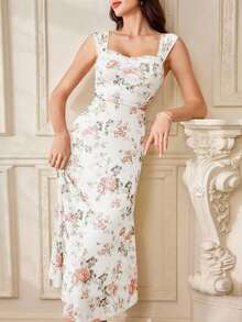 Vestido vintage y elegante para mujer con estampado floral, casual, de corte sirena, para vacaciones de verano, vestidos de verano, vestidos de fiesta, vestidos de graduación, ropa de verano, vestidos de invitada de boda, atuendos de vacaciones para mujer, vestido de boda, vestidos de graduación para mujer, vestido elegante de Pascua para mujer, vestido floral elegante, atuendo de festival, atuendo de concierto de country, vestido de baby shower, atuendo de crucero para mujer, atuendo de brunch, vestido del Día de la Madre - Blanco - Ver 12