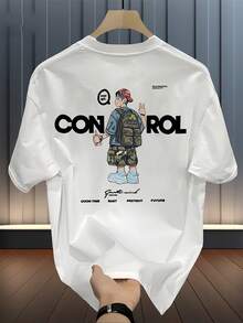 Unisex Printed Short-Sleeved T-Shirt From A Fashion Brand, Made Of Thick Pure Cotton, Korean And Japanese Style, Versatile For Men And Women. - 白色 - 查看 10