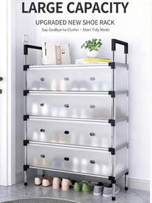 Simple Shoe Rack, Entryway Shoe Rack, Home Dorm Storage Rack, Hallway, Corridor, Bedroom, Multi-Layer Dust-Proof Shoe Rack, Large Capacity Shoe Cabinet, Shoe Storage, Shoe Organizer, Space-Saving Shoe Cabinet, Storage Rack - Multicolor - View 4