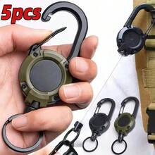 Carrete retráctil de cordón resistente con mosquetón, llavero de cable de acero, accesorio para deportes al aire libre - Multicolor - Ver 1