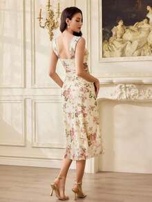 Vestido vintage y elegante para mujer con estampado floral, casual, de corte sirena, para vacaciones de verano, vestidos de verano, vestidos de fiesta, vestidos de graduación, ropa de verano, vestidos de invitada de boda, atuendos de vacaciones para mujer, vestido de boda, vestidos de graduación para mujer, vestido elegante de Pascua para mujer, vestido floral elegante, atuendo de festival, atuendo de concierto de country, vestido de baby shower, atuendo de crucero para mujer, atuendo de brunch, vestido del Día de la Madre - Albaricoque 2 - Ver 5