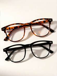 1/2/3pcs Lunettes rétro légères à verres transparents, monture complète unisexe pour ordinateur, jeux, télévision et port décontracté - Multicolore - Voir 16
