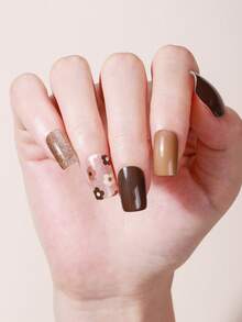 Coral Pink No-Bake Gel Nail Sticker Nail Oil Film Waterproof Nail Sticker Sticker Solid Color Green Onion Powder Jump Color Gradient Full Sticker - Multicolor - View 5