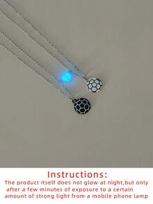 ATLVXJL 2pcs/Set Luminous Couple Heart Oil Painting Football Necklace Set, Casual Couple Jewelry Suitable For Daily Wear And Valentine's Day Gift - Multicolor - View 10