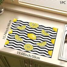 1pc Lemon Print Absorbent Mat/Drying Mat For Coffee Maker, Dishes - Polyester Absorbent Desktop Protective Mat With Rubber Anti-Slip Pad, For Kitchen Counter Decor, Home Bar And Dining Table - Multicolor - View 11