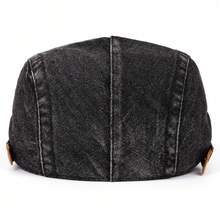 1 chiếc mũ lưỡi trai denim mài, mũ lưỡi trai kiểu Ivy cổ điển, mũ beret vành cong điều chỉnh được với vành tương phản. - A - Xem 5