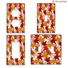 1pc Autumn Maple Leaf Print Switch Panel Cover, 2D Flat Printing, Durable PC Material, Suitable For Bedroom, Kitchen, Living Room, Easy Installation Without Drilling - Multicolor - View 1