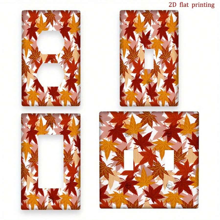 1pc Autumn Maple Leaf Print Switch Panel Cover, 2D Flat Printing, Durable PC Material, Suitable For Bedroom, Kitchen, Living Room, Easy Installation Without Drilling - Multicolor - View 1