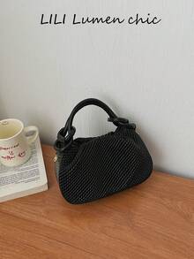 PU Woven Handbag With Knotted Handle, Lightweight Shoulder Purse For Women, Soft And Compact Versatile Daily Bag - Multicolor - View 7