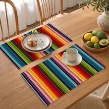 1 pieza Mantel individual de lino, tapete para desayuno, posavasos de café, base para tazón, accesorio de cocina, fácil de limpiar, mantel para comedor, apto para hogar, restaurante, decoración de comedor, regalo de vacaciones, regalo para amigos, juego de múltiples piezas - Multicolor - Ver 8