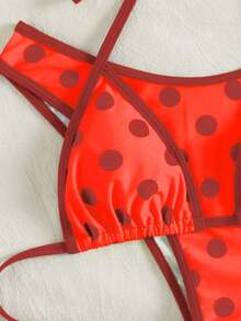 Set de 2 bikinis sexy y de moda en negro y blanco para mujer, ropa de playa de verano para vacaciones - rojo anaranjado - Ver 4