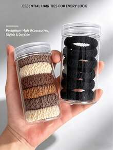 6/1 Pc Simple Black Basic 1.57 Inch/Bold Solid Color Elastic Hair Tie, Suitable For Women And Girls' Daily Casual Wear, Hair Tie, Waist Cinching Pants, Ponytail Hairstyles, Headwear, Hair Elasticity, Hair Gel, Hair Rope Elastic, Summer Sports Hairdressing Home Products Scrunchie Hair Ties Elastic Rubber Band - Multicolor - View 2