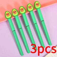 1/3/5pcs Cute Avocado Smiling Face Neutral Pens, Green Cap, Creative Fruit Design, Smooth Writing, Suitable For Diary, Planning, Notes, Office Supplies - A - View 11