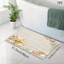 1 pieza Estera absorbente con estampado de playa/Estera de secado/Estera antigoteo para cafetera, vajilla - Estera protectora de escritorio absorbente de poliéster con almohadilla antideslizante de goma, para decoración de la encimera de la cocina, bar en casa y mesa de comedor - Multicolor - Ver 14