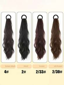 1 Pacote Extensão de Cabelo Rabo de Cavalo Ondulado de 45cm, Peça de Cabelo Sintético com Faixa Elástica, Cabelo Falso Encaracolado Natural para Mulheres, Uso Diário/Festa/Encontro, Preto/Marrom/Castanho/Marrom Escuro, Presente para Ela, Rabo de Cavalo Falso Ondulado Natural com Scrunchie Elástico, Extensão de Cabelo Rabo de Cavalo Fofo e Despojado para Mulheres, Rabo de Cavalo Sintético com Amarração - Multicolorido - Visão 4