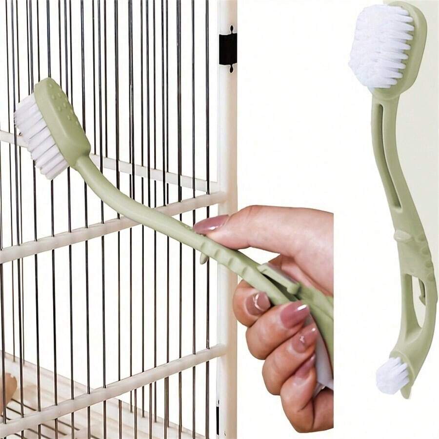 Bộ dụng cụ vệ sinh lồng chim 2 món gồm bàn chải và cán dài, thích hợp để vệ sinh lồng chim và vẹt. - Loại A - Xem 1