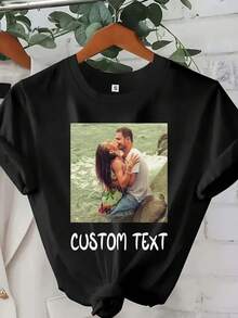 Camiseta Personalizada con Foto - Camiseta de Amigo, Camiseta con Imagen Personalizada, Regalo de Cumpleaños, Camiseta Familiar - Negro - Ver 1