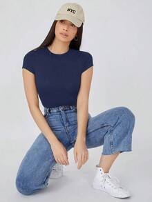 BASICS Body ajustado de color liso - Azul marino - Ver 5