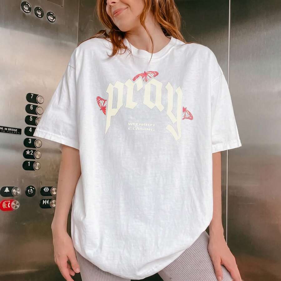 1 Piece Unisex Loose Fit Short Sleeve T-Shirt, 180g, Crew Neck, 100% Pure Cotton, Designed By Y2K Artists In The Bababask Style, Casual And Versatile, With Celebrity Print, Ideal For Urban Style, Daily Outings, Camping, Concerts And Hip-Hop, Rock And Rap Events, Perfect For Festivals, Autumn And Year-Round Wear, Special Offer On Plus Sizes For Women - 白色3 - 查看 1