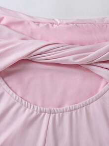 Vestido largo de punto acanalado con manga larga, cintura ceñida, hombros descubiertos, espalda descubierta, doblez de cola de pez, elegante y sexy, color blanco, para otoño/invierno, atuendo de mujer maxi - Rosa - Ver 5