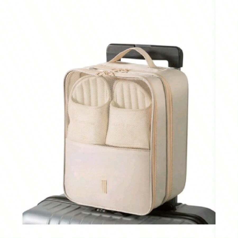 Borsa da viaggio grande e impermeabile per scarpe, borsa per scarpe portatile con cerniera, borsa da viaggio unisex, accessorio da viaggio, pratico e portatile. - Beige - Visualizzare 1