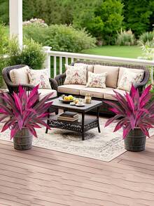 1 Bouquet Artificial Purple Boston Fern, Artificial Dracaena, Outdoor Artificial Green Plants, Lifelike Leaf Design, Durable And Long-Lasting, Suitable For Indoor And Outdoor Decor, Yard, Garden, Porch, Balcony, Wedding, Hotel, Living Room, Photography, Housewarming, Ideal Home Decor Choice, All-Season Use - Purple - View 4