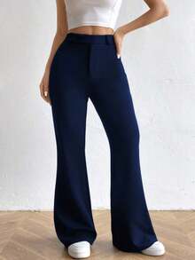 Pantalones acampanados de cintura alta - Azul marino - Ver 5