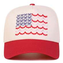 1pc Women's American Flag Truck Driver Hat, Embroidered Baseball Cap, Street Fashion Five-Panel Hat, Outdoor Sun Protection Casual Cap For Spring/Autumn Travel, Beach Vacation,Summer - 紅米 - 查看 10