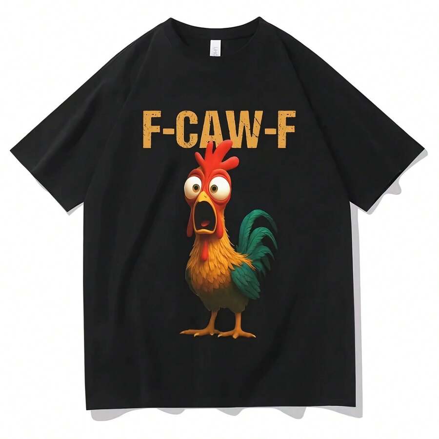 Divertido verano F Caw F pollo Harajuku nueva camiseta de manga corta para hombre camiseta de Humor pollo estético Casual camisetas de gran tamaño Unisex - forma - Ver 1