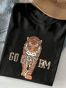 Elegant And Artistic Designs On Women's T-Shirts, Made From A Soft And Comfortable 100% Pure Fabric With Short Sleeves. These Garments Are Simple Yet Modern, Perfect For Casual And Elegant Looks, Attractive To All Women, And Available At A Discount. - 黑色 - 查看 1
