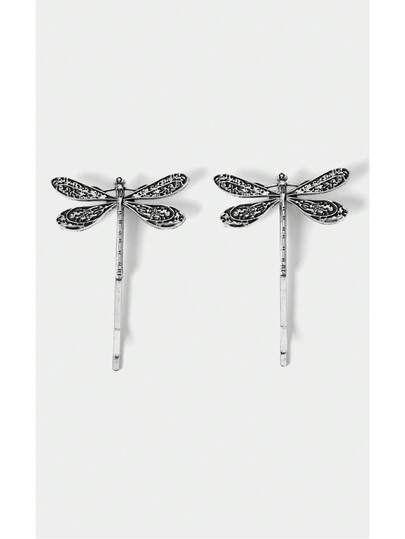 Noxbound 2pcs Elegant Chic Vintage Court Style Metal Dragonfly Hair Clips, 5cm/1.97in Alloy Dragonfly Hair Accessories, Suitable For Ladies' Daily Wear, Makeup, Bathing, Commuting, Vacation, Dating, School, Party, Festival, Gift, Flat Claw Clip, Snap Clip, Hair Slide, Hair Claws, Head Accessories, Hairpin, Bobby Pins