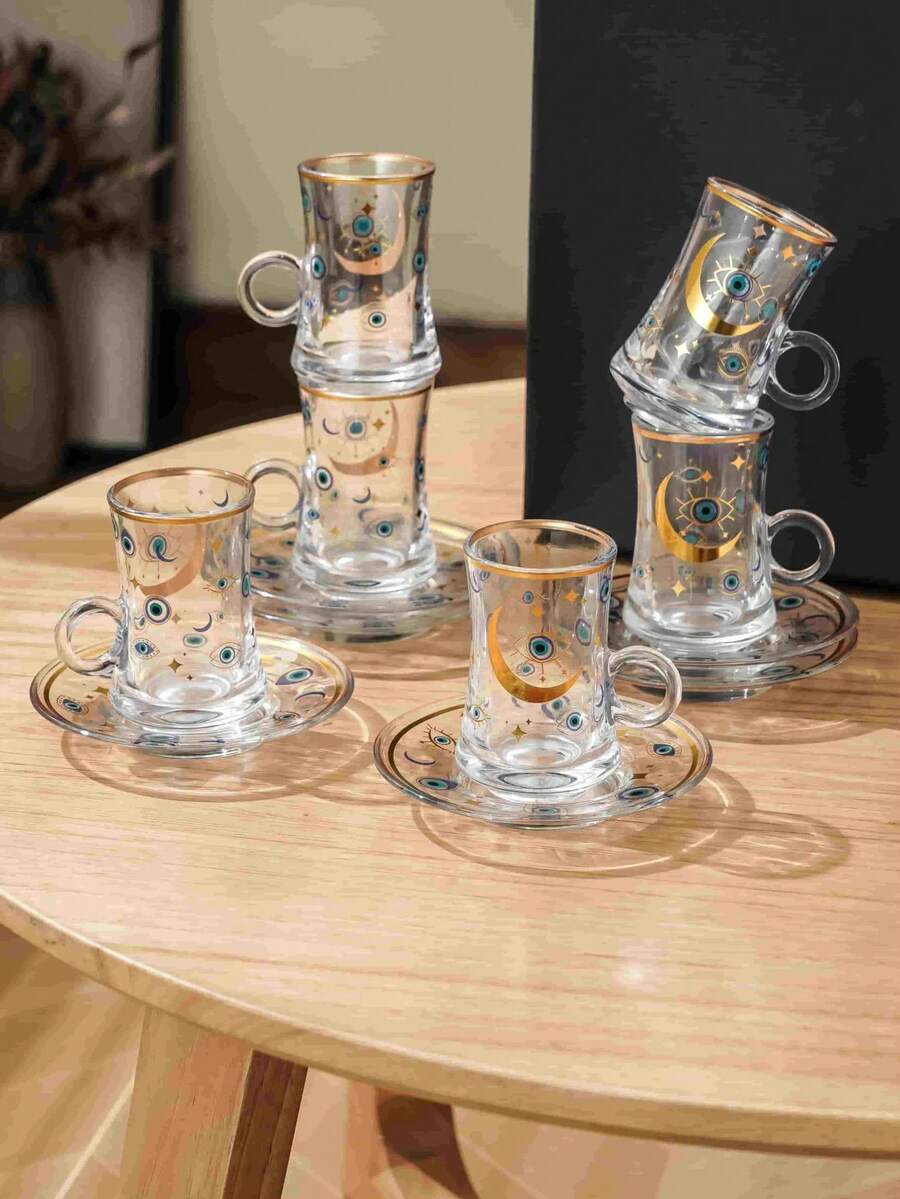 WGROOM 1 Bộ (1 tách & đĩa lót/6 tách & 6 đĩa lót trong 1 hộp quà) Bộ tách & đĩa lót cà phê bằng gốm sứ, thích hợp cho nhà bếp, phòng ăn, phòng khách, làm quà tặng, dùng để uống trà, cà phê, sữa, nước ép, trong các dịp cưới hỏi, tiệc tùng, sinh nhật. - Nhiều màu - Xem 1
