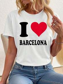 Camiseta 100% algodón "I Love Barcelona" - Blanco - Ver 1