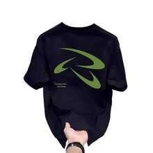 Camiseta minimalista de estilo americano, moderna y de algodón puro de primera calidad, con estampado único, para hombre, de verano, de cuello redondo, casual y de manga corta. MOYK - 250 g de algodón puro - blanco - Ver 6