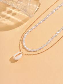 Bộ 2 chiếc vòng cổ mặt dây chuyền vỏ sò trắng lãng mạn cho kỳ nghỉ hè, vòng cổ choker đính hạt ngọc trai giả bất đối xứng thời trang, thích hợp cho nam, nữ, các cặp đôi, đeo hàng ngày, đi biển, dự tiệc. - Nhiều màu - Xem 3