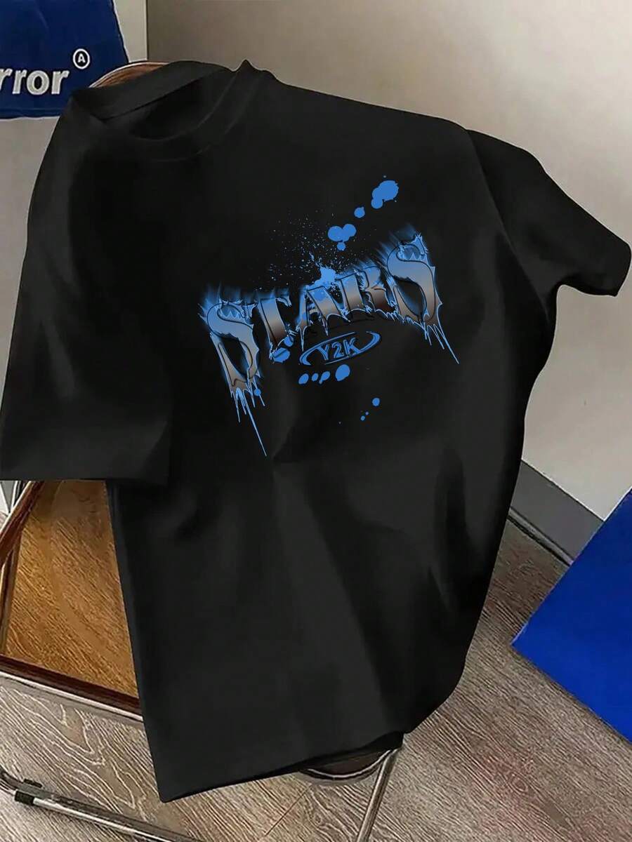 Camisetas para Hombres Talla Grande 100% Algodón Estilo Y2K Estampado de Estrellas Cuello Redondo Manga Corta Cómoda y Casual para Verano, TALLA GRANDE